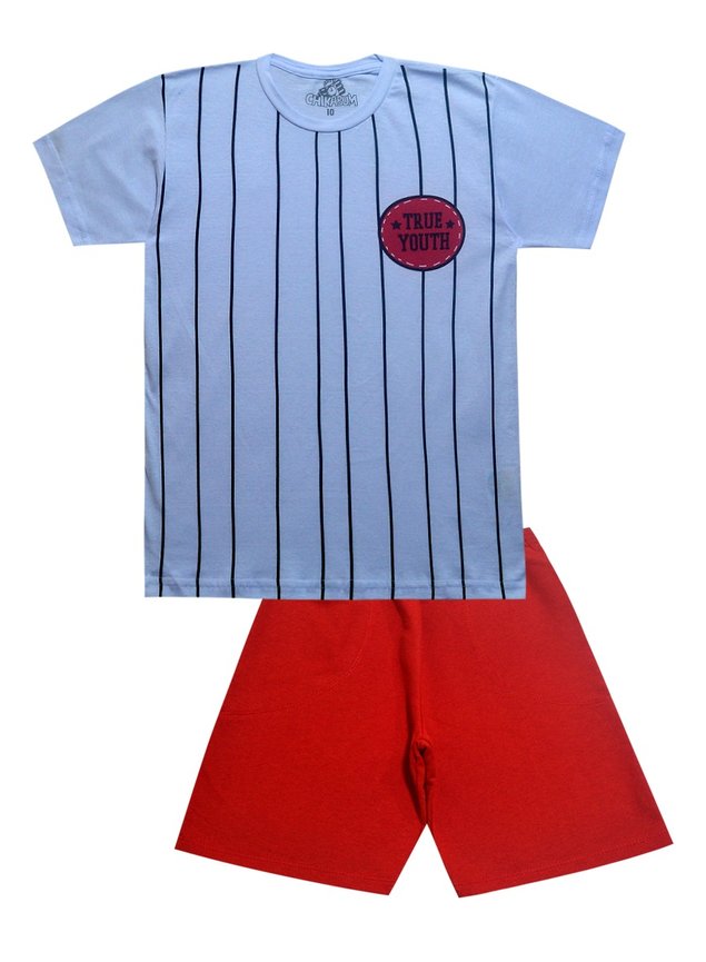 short menino vermelho