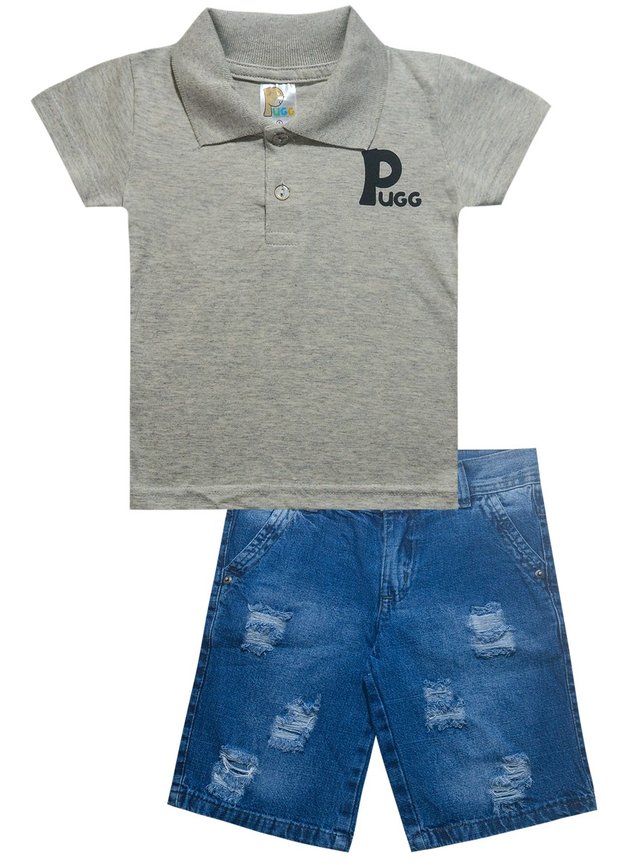 ref 51 jeans conjunto azul escuro com rasgo