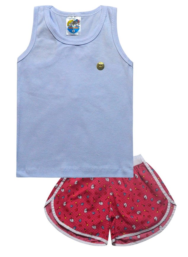 short pink c branco estampado