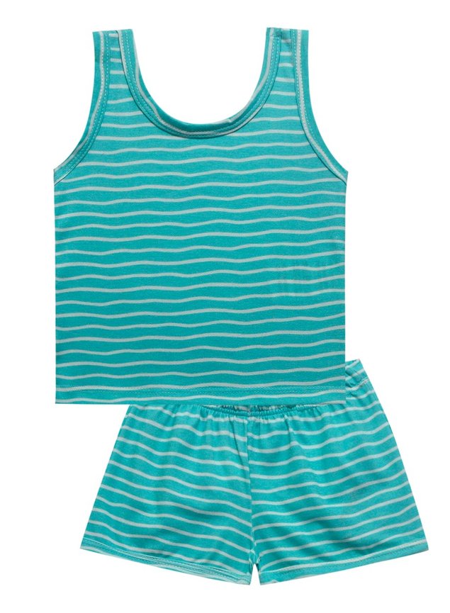 short listradinha verde pijama
