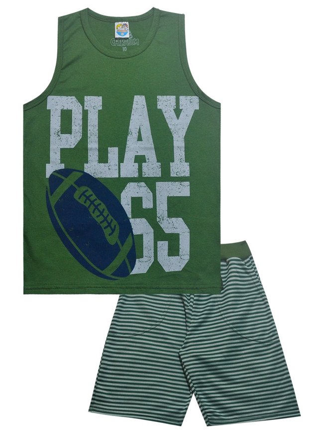 regata verde musgo play bermuda listra verde