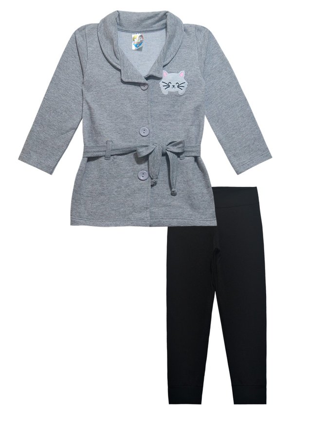 conjunto preta casacos pink e mescla