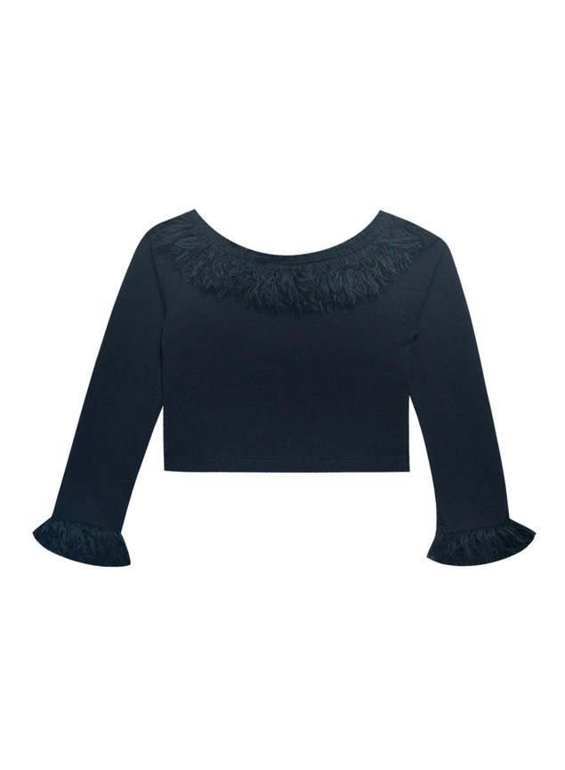 blusa preta pelinhos shopee
