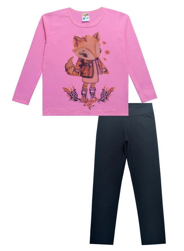 legging preta com blusa rosa raposa