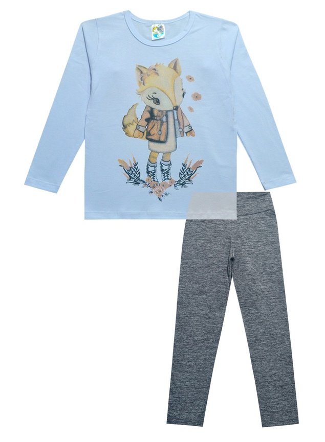 legging mescla com blusa branca raposa