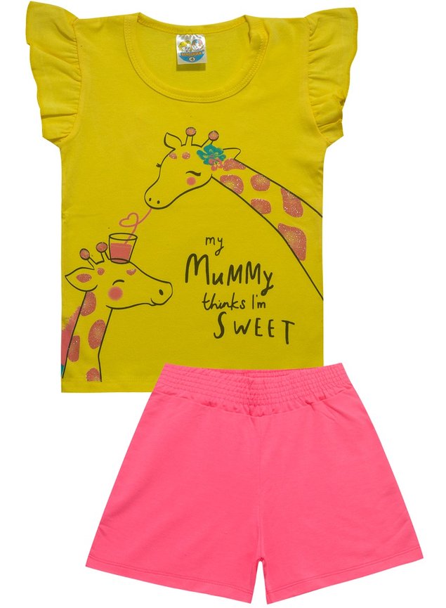 blusa amarela shorts neon