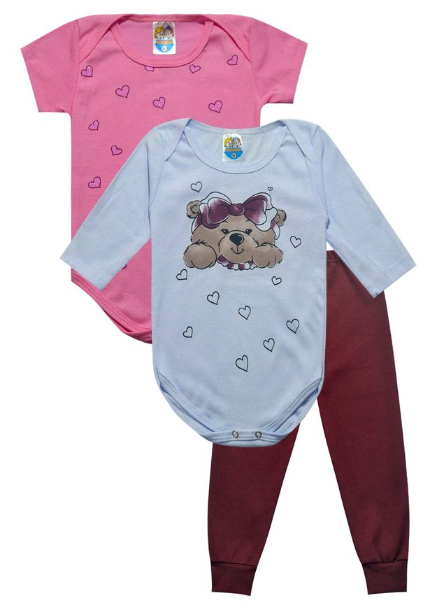 calca bordo kit urso e coracao