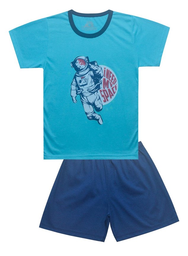 short marinho liso c blusa space