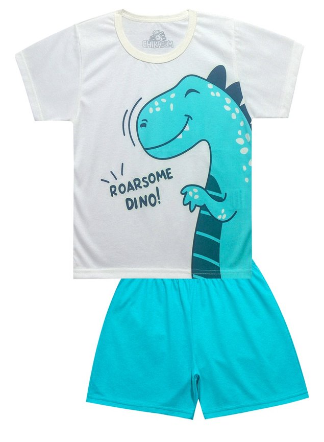 short verde agua c dinossauro blus off