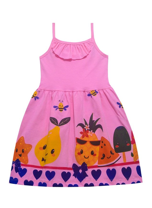 vestido rosa claro frutas