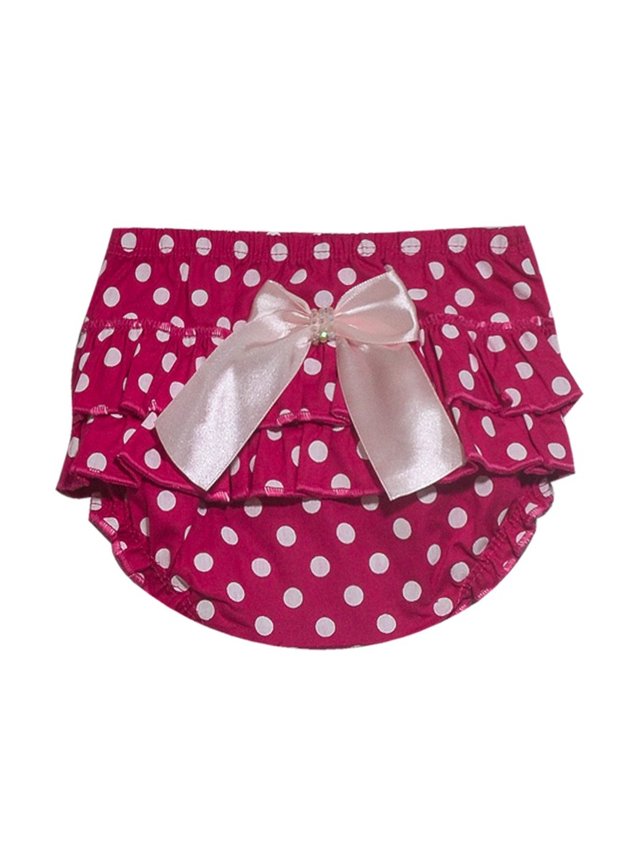 134 calcinha pink de poa com laco branco