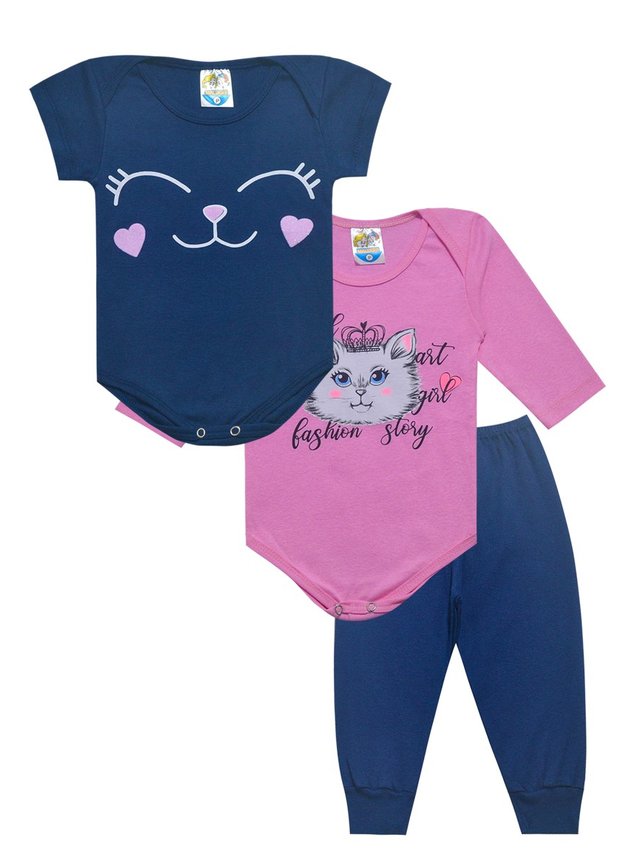 calca azul marinho com body gatinho