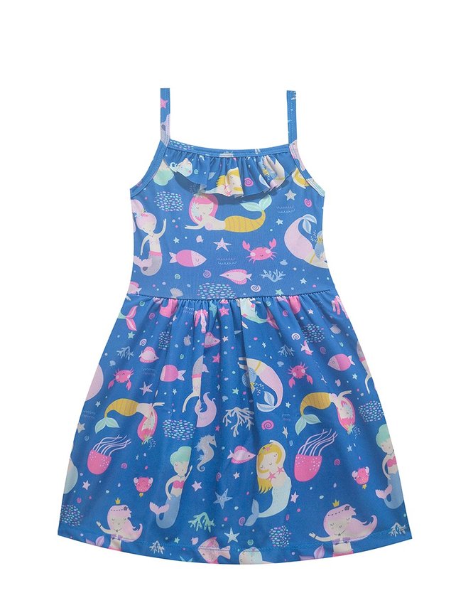 vestido azul sereia alcinha 1 babado no decote