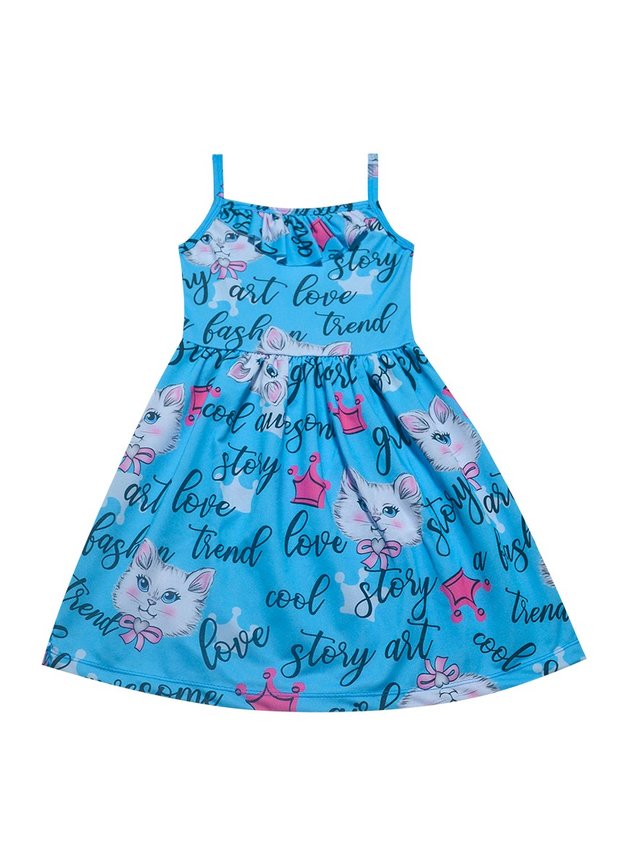 vestido azul gata branco 7343